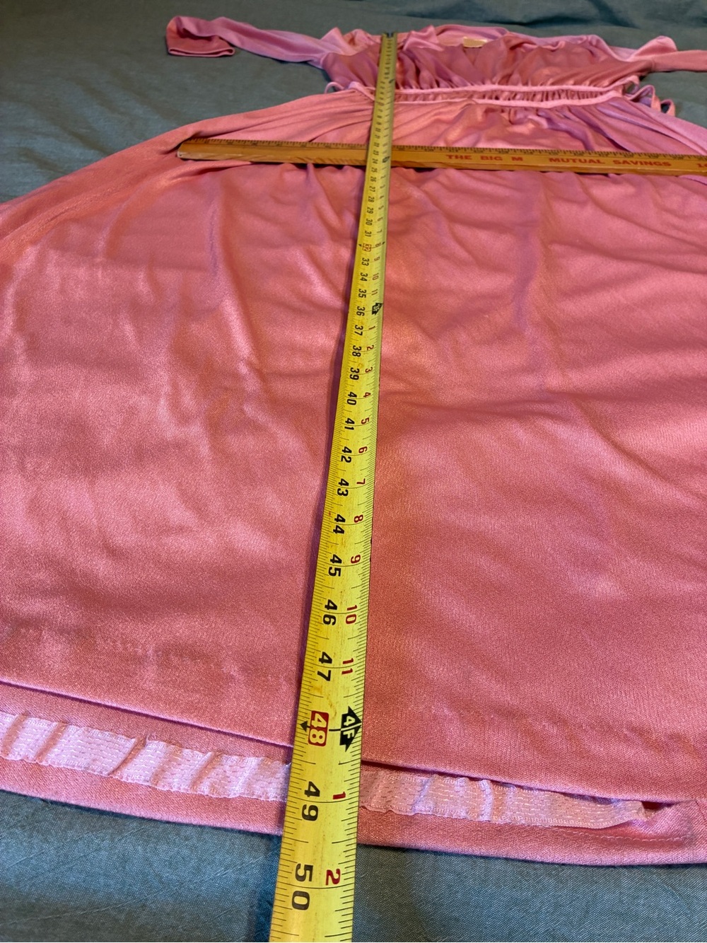 Vintage 70s Grecian Goddess Deep Plunge Pink Medium Maxi Dress - Picture 10 of 13